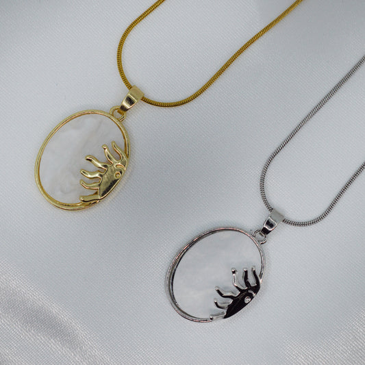 ogrlica Shine iz nerjavečega jekla sonce biserovinasta podlaga ChiChi