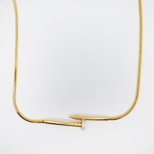 zlata ogrlica z ΕΎebljastim dizajnom in cirkoni β ChiChi