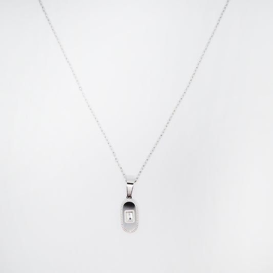 srebrna ovalna ogrlica z cirkonom – ChiChi