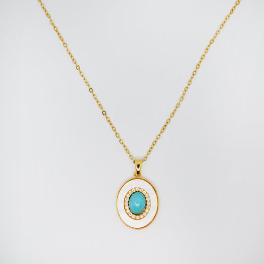 ogrlica z ovalnim obeskom in turkiznim kamnom β Ocean Eye β ChiChi