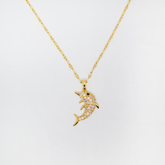 zlata ogrlica z delfinom in kristalΔki β Ocean Joy β ChiChi