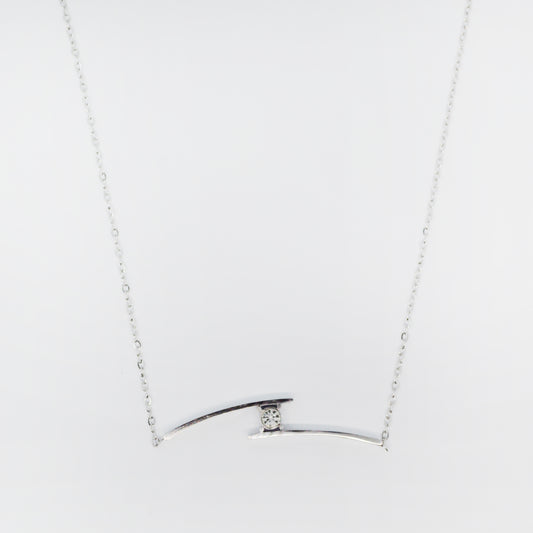 Srebrna ogrlica z minimalističnim obeskom in cirkonom – Balance Beam – ChiChi