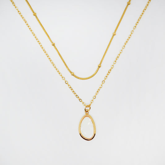 Zlata dvoslojna ogrlica z obeskom v obliki kapljice – Whisper Drop – ChiChi