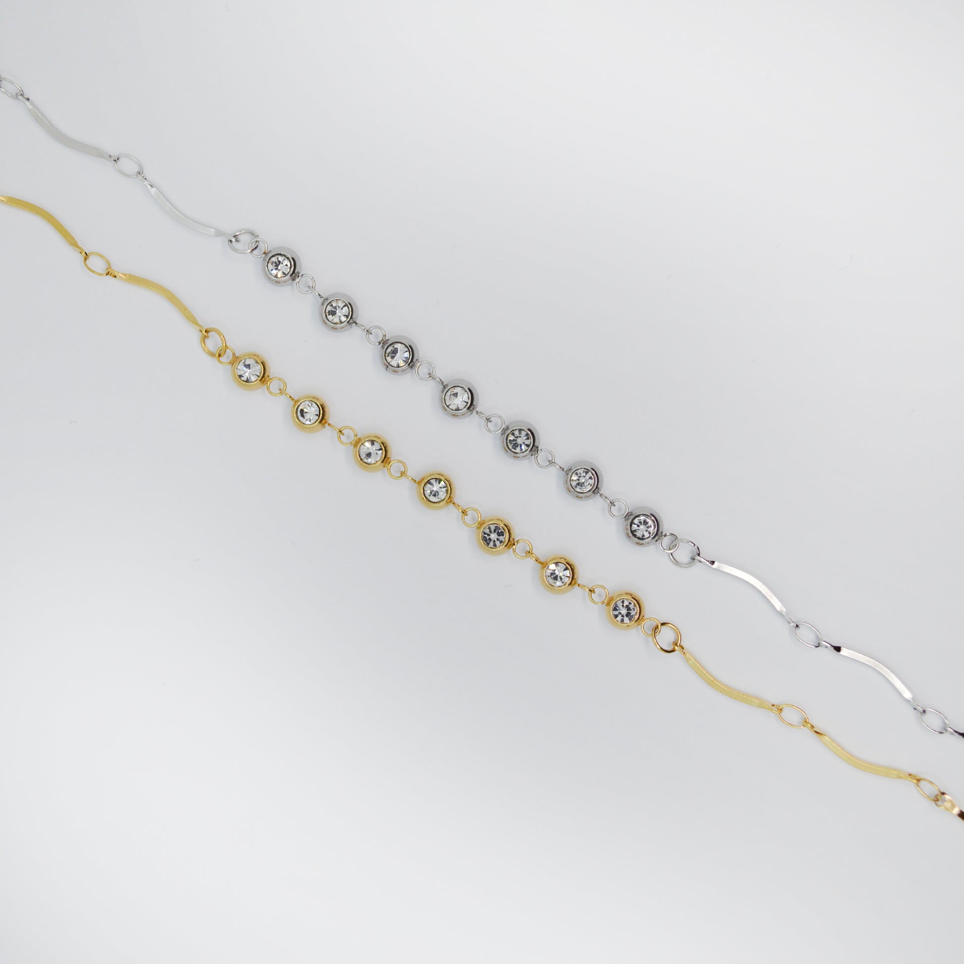 Zlata in srebrna zapestnica Zaria s cirkoni – iz nerjavečega jekla