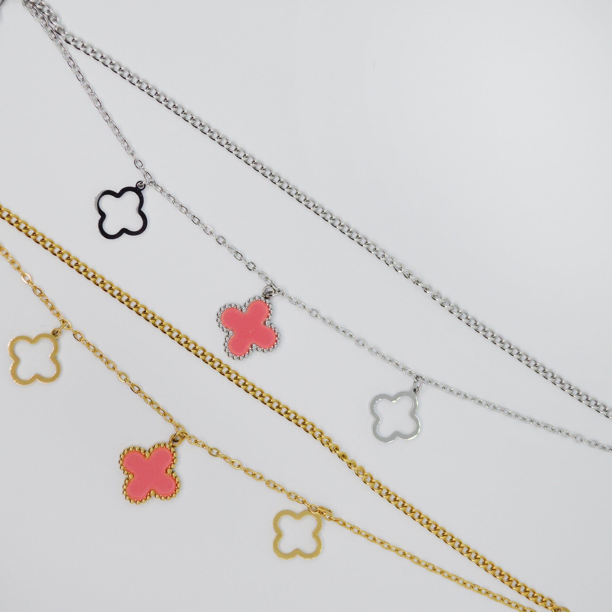 Zapestnici Pink Clover – srebrna in zlata