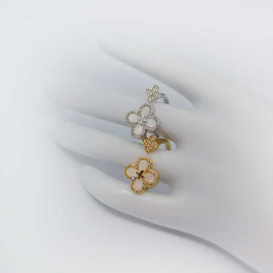 zlati in srebrni clover prstan - ChiChi