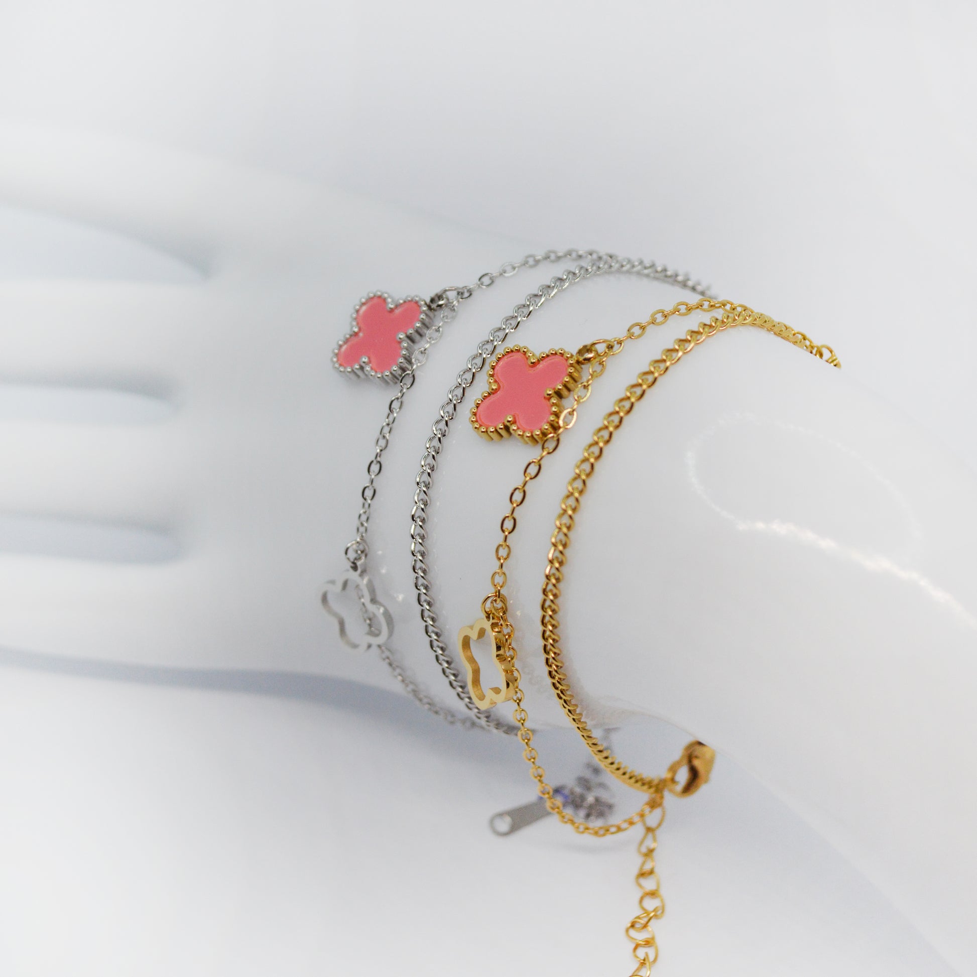 Zapestnici Pink Clover – srebrna in zlata