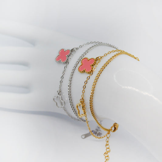 Zapestnici Pink Clover – srebrna in zlata