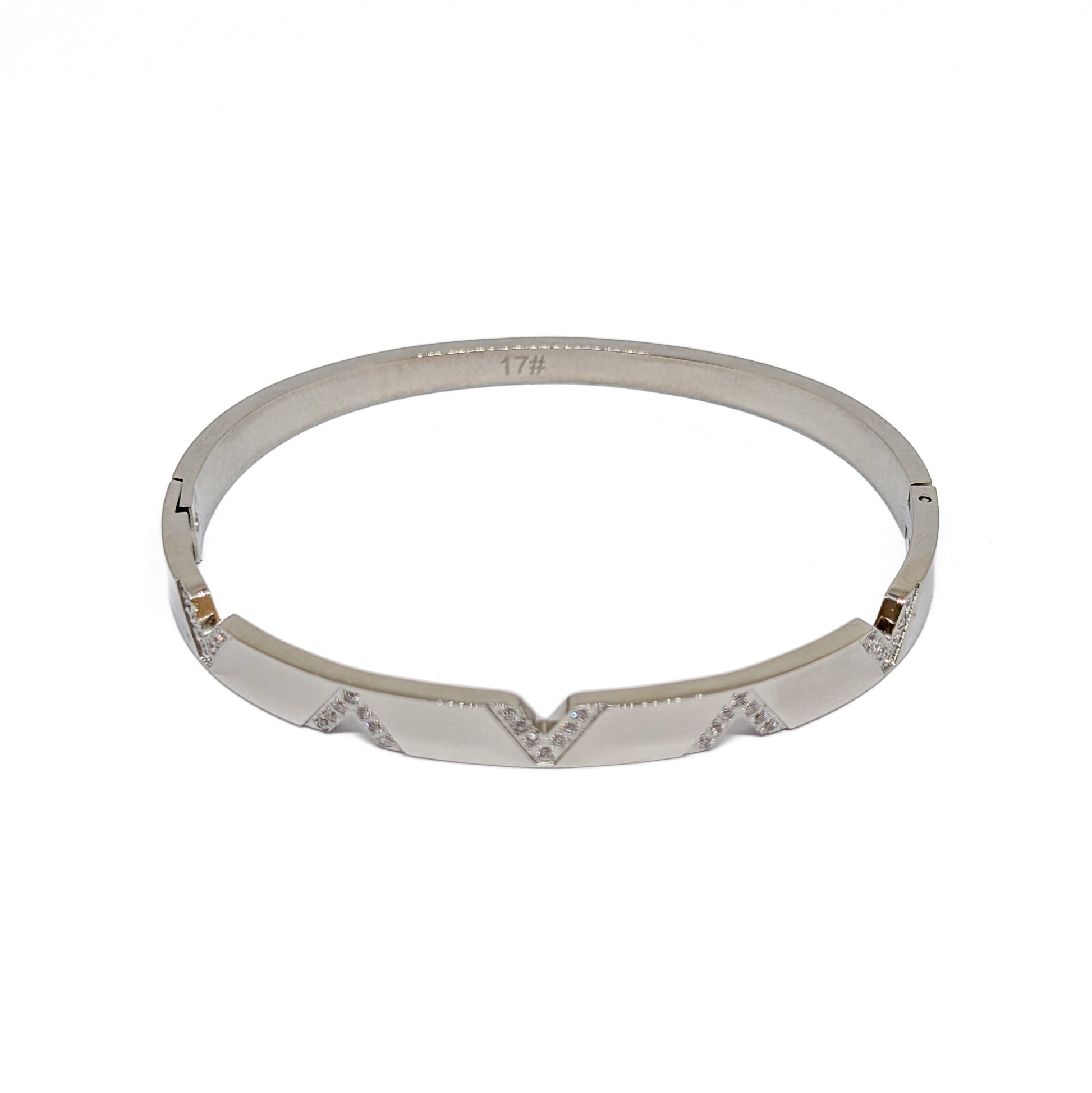 trda zapestnica Edge iz nerjavečega jekla ChiChi z geometrijskim vzorcem in cirkoni