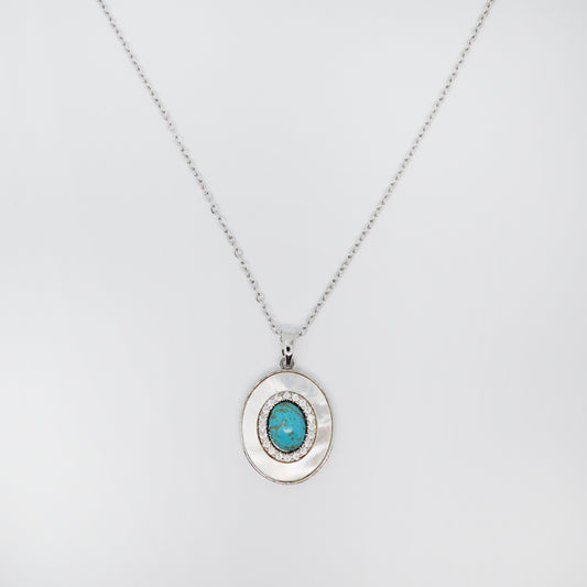 ogrlica z ovalnim obeskom in turkiznim kamnom – Ocean Eye – ChiChi