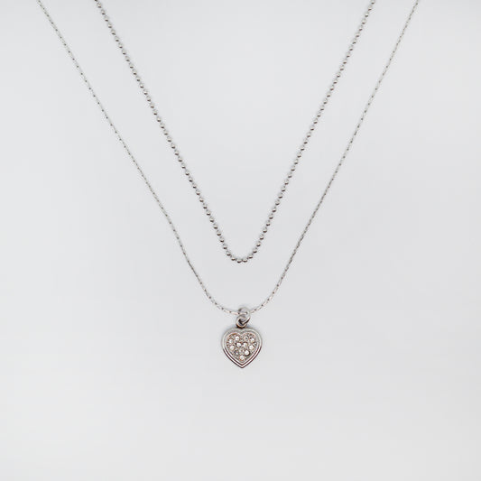 srebrna ogrlica s srčkom in kristali – Heart Sparkle – ChiChi